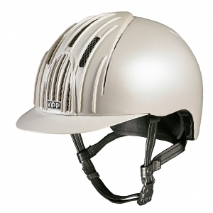CAPACETE DE EQUITAÇÃO TOQUE KEP ENDURANCE METAL PEARL WHITE COM VISEIRA NORMAL TAMANHO M