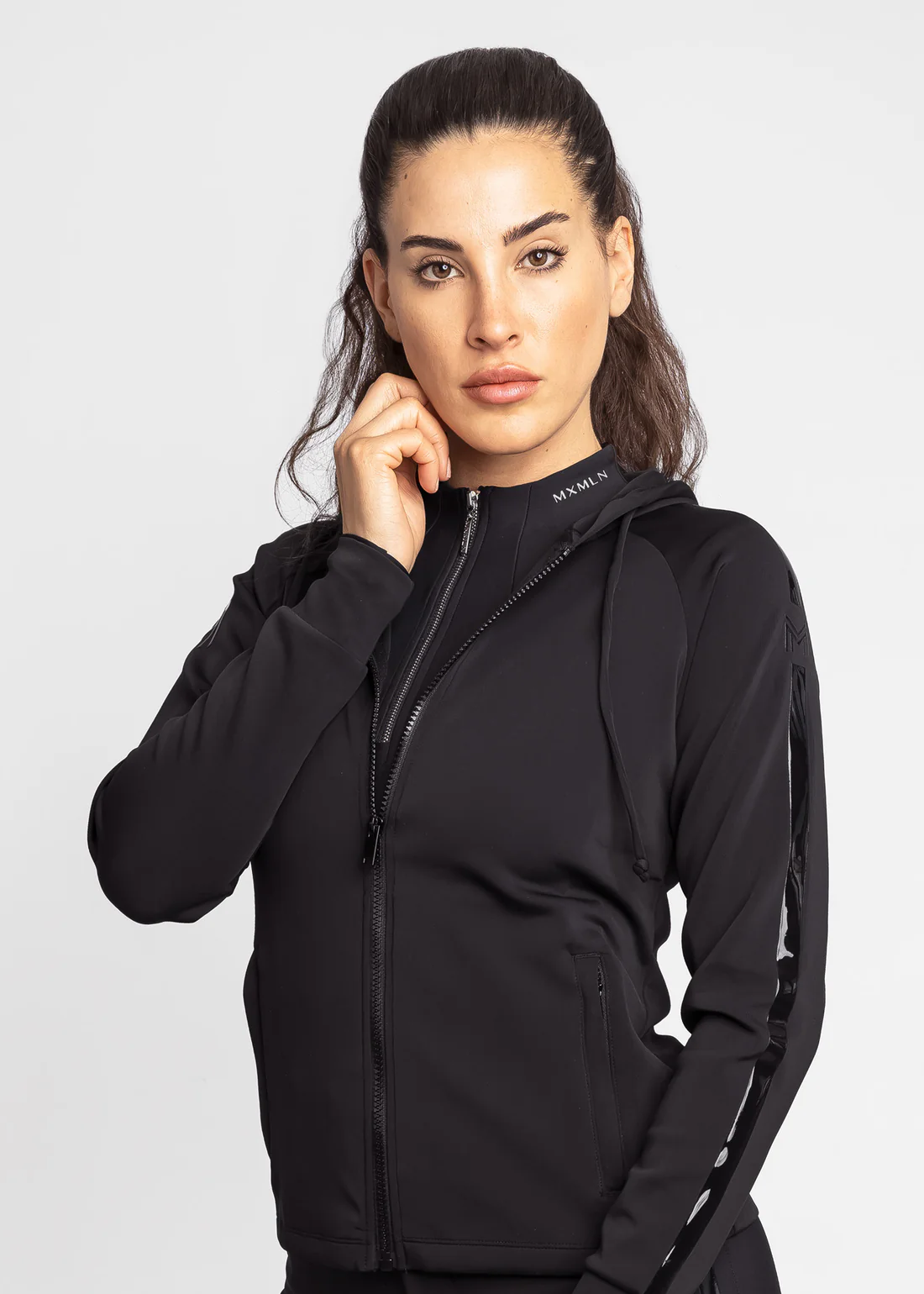 HOODIE DE EQUITAÇÃO PARA SENHORA SWEATSHIRT REFLECTION ZIP BLACK MAXIMILIAN EQUESTRIAN
