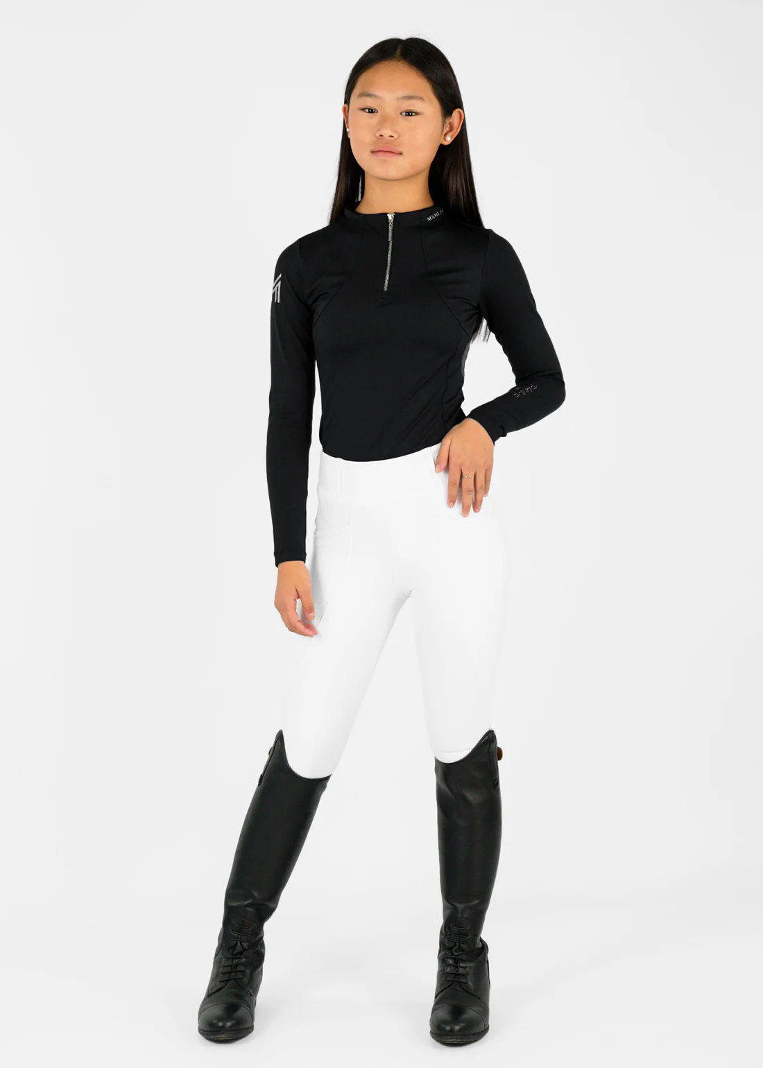 POLO DE EQUITAÇÃO PARA CRIANÇA BASE LAYER PRETO MAXIMILIAN EQUESTRIAN 