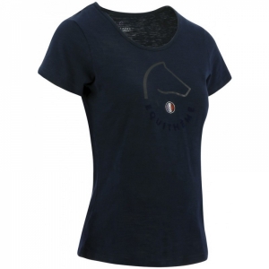 CAMISOLA DE EQUITAÇÃO PARA SENHORA T-SHIRT CLAIRE FR MARINE EQUITHEME